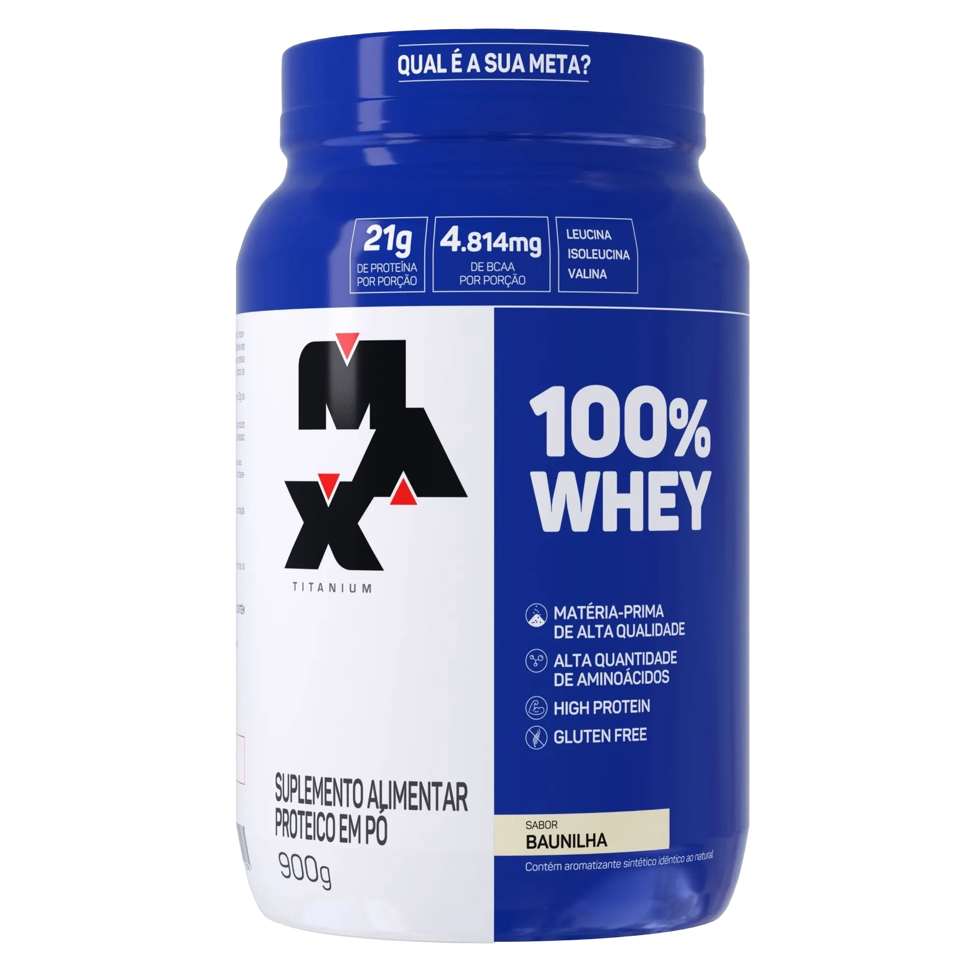 Whey Protein | Whey 100% | 21g Proteína | 900g – Max Titanium (Pote)